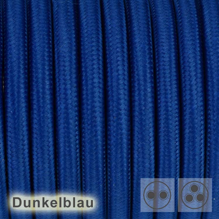 3 adrig Textilkabel Stoffkabel Pendelkabel Lampenkabel rund Dunkelblau 1.5mm² 3G1,5 3x1,5 