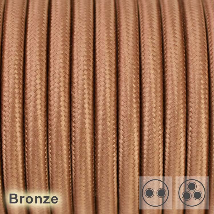3 adrig Textilkabel Stoffkabel Pendelkabel Lampenkabel rund Bronze 0.75mm² 3G0,75 3x0,75 