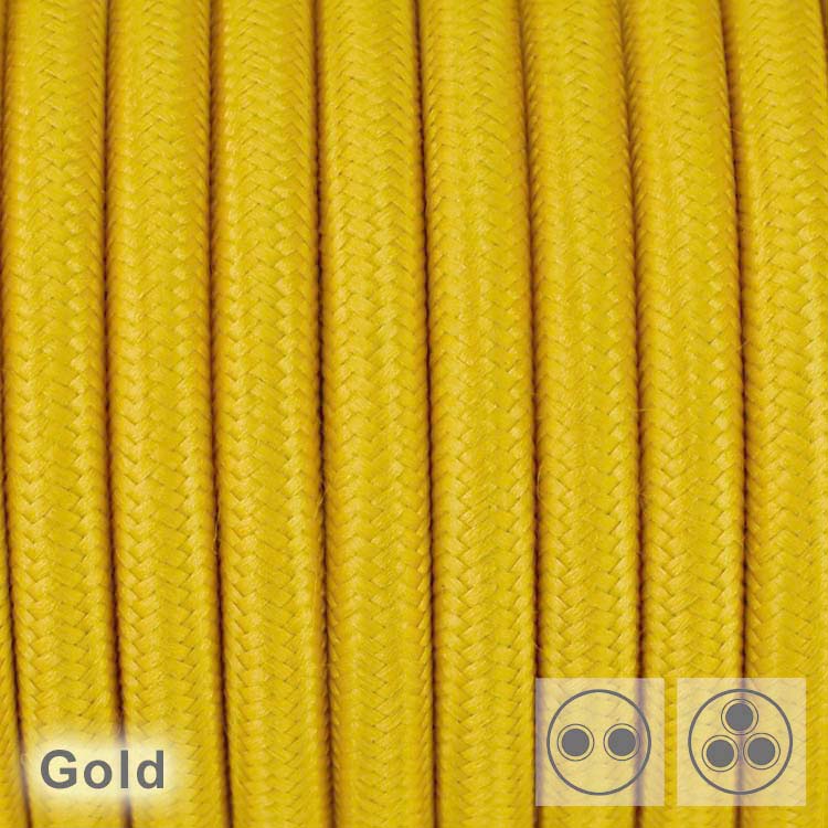 3 adrig Textilkabel Stoffkabel Pendelkabel Lampenkabel rund Gelbgold 0.75mm² 3G0,75 3x0,75 