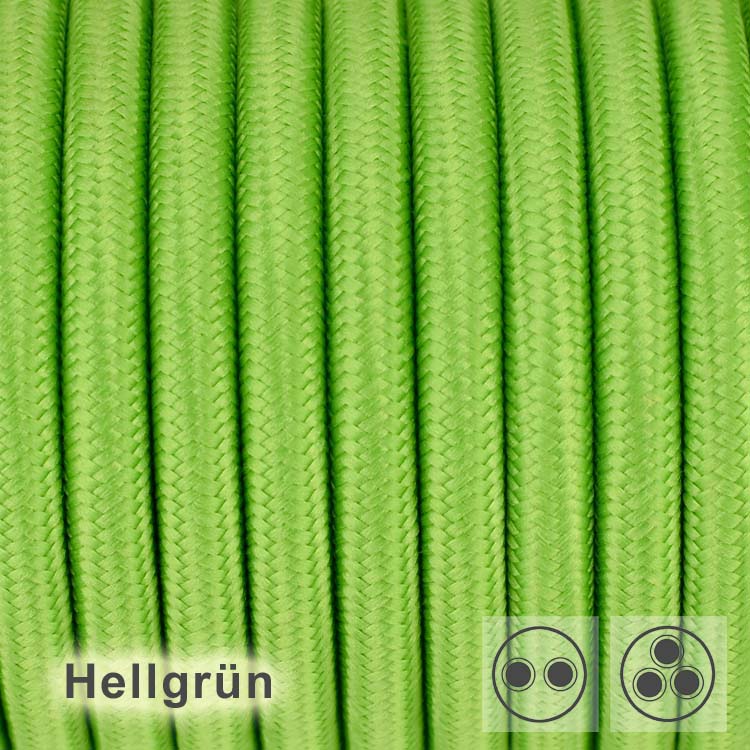 1.5mm² 3G1,5 3x1,5 3-adrig Textilkabel Stoffkabel Pendelkabel Lampenkabel rund Hellgrün