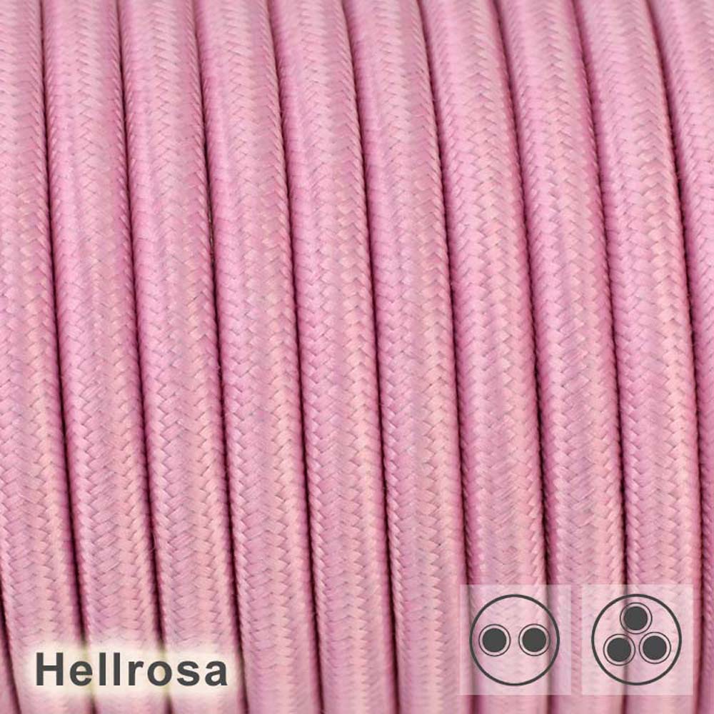 2 adrig Textilkabel Stoffkabel Pendelkabel Lampenkabel rund Hellrosa 0.75mm² 2G0,75 2x0,75 