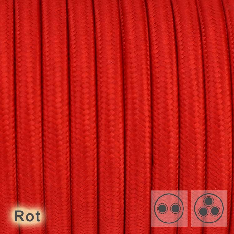 3 adrig Textilkabel Stoffkabel Pendelkabel Lampenkabel rund Rot 0.75mm² 3G0,75 3x0,75 