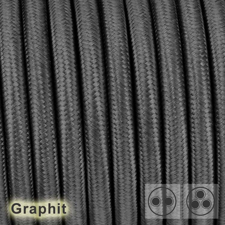 3 adrig Textilkabel Stoffkabel Pendelkabel Lampenkabel rund Graphit 0.75mm² 3G0,75 3x0,75 