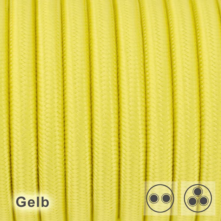 3 adrig Textilkabel Stoffkabel Pendelkabel Lampenkabel rund Gelb 0.75mm² 3G0,75 3x0,75 